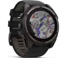 Умные часы Garmin Fenix 8 Solar, Sapphire 51мм (титановый угольно-серый с DLC-покрытием и черным ремешком)