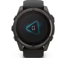 Умные часы Garmin Fenix 8 Solar, Sapphire 51мм (титановый угольно-серый с DLC-покрытием и черным ремешком)