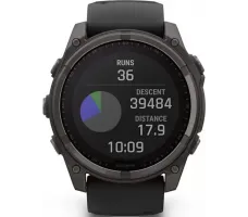 Умные часы Garmin Fenix 8 Solar, Sapphire 51мм (титановый угольно-серый с DLC-покрытием и черным ремешком)