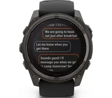 Умные часы Garmin Fenix 8 Solar, Sapphire 51мм (титановый угольно-серый с DLC-покрытием и черным ремешком)