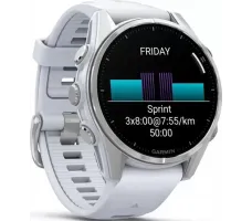 Умные часы Garmin Fenix 8 43мм (серебристый, белый ремешок)