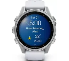 Умные часы Garmin Fenix 8 43мм (серебристый, белый ремешок)