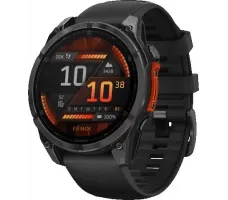 Умные часы Garmin Fenix 8 47мм (серый, черный силиконовый ремешок)
