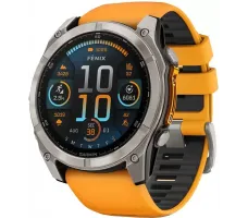 Умные часы Garmin Fenix 8 Sapphire 51мм (титановый, оранжевый силиконовый ремешок)