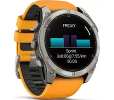 Умные часы Garmin Fenix 8 Sapphire 51мм (титановый, оранжевый силиконовый ремешок)
