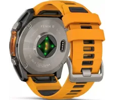 Умные часы Garmin Fenix 8 Sapphire 51мм (титановый, оранжевый силиконовый ремешок)