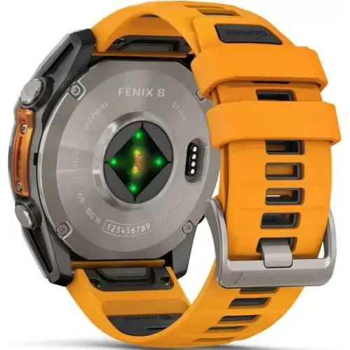 Умные часы Garmin Fenix 8 Sapphire 51мм (титановый, оранжевый силиконовый ремешок)