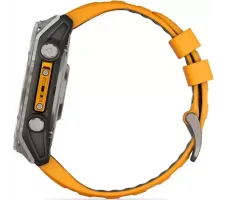 Умные часы Garmin Fenix 8 Sapphire 51мм (титановый, оранжевый силиконовый ремешок)