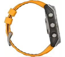 Умные часы Garmin Fenix 8 Sapphire 51мм (титановый, оранжевый силиконовый ремешок)