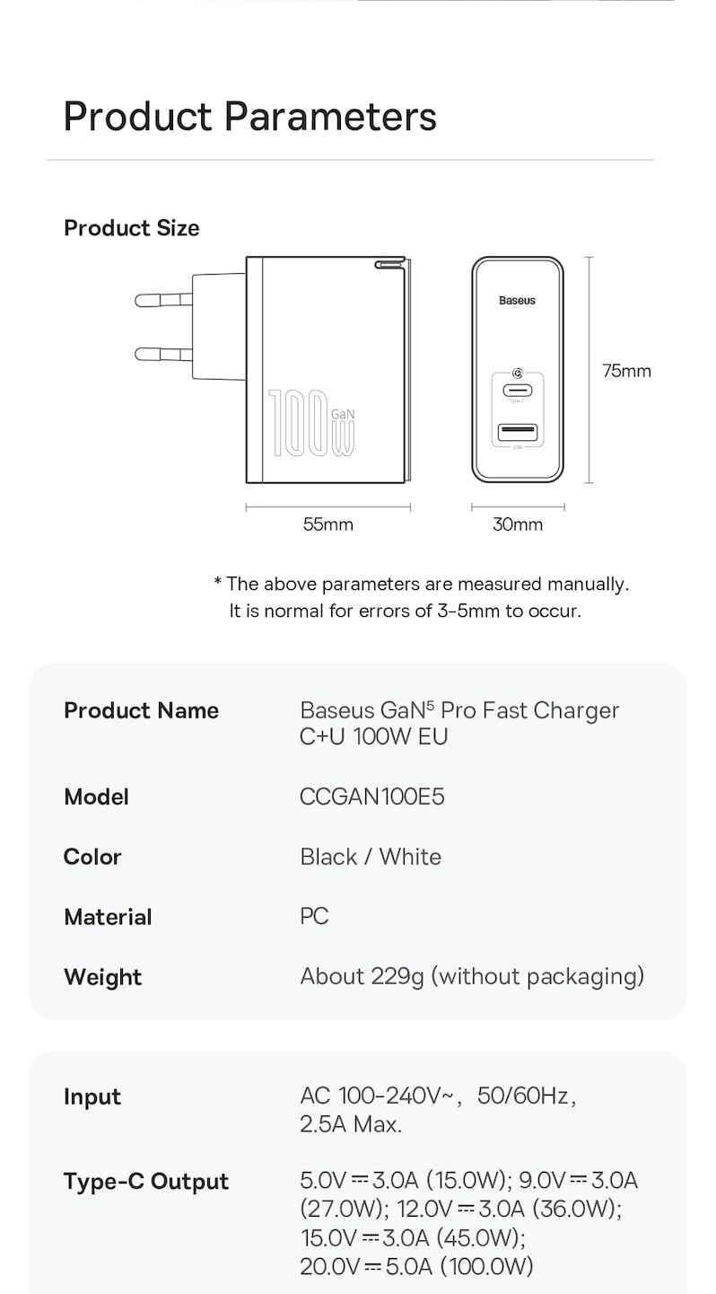 параметры продукта