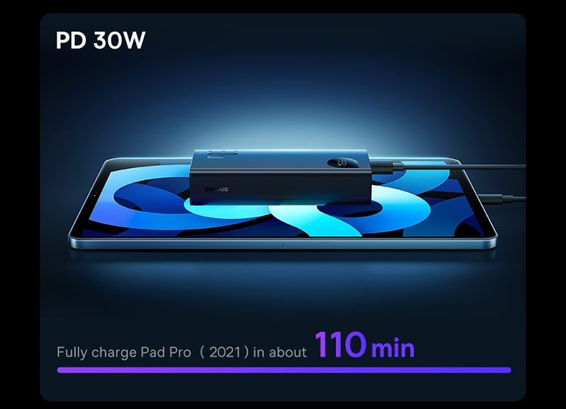 Полная зарядка для Pad Pro (2021) около 110 Мин