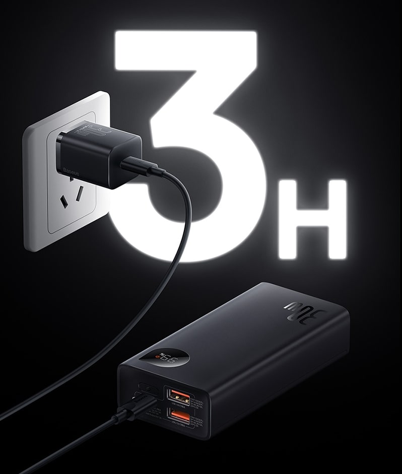 Полностью заряжается в течение трех часов